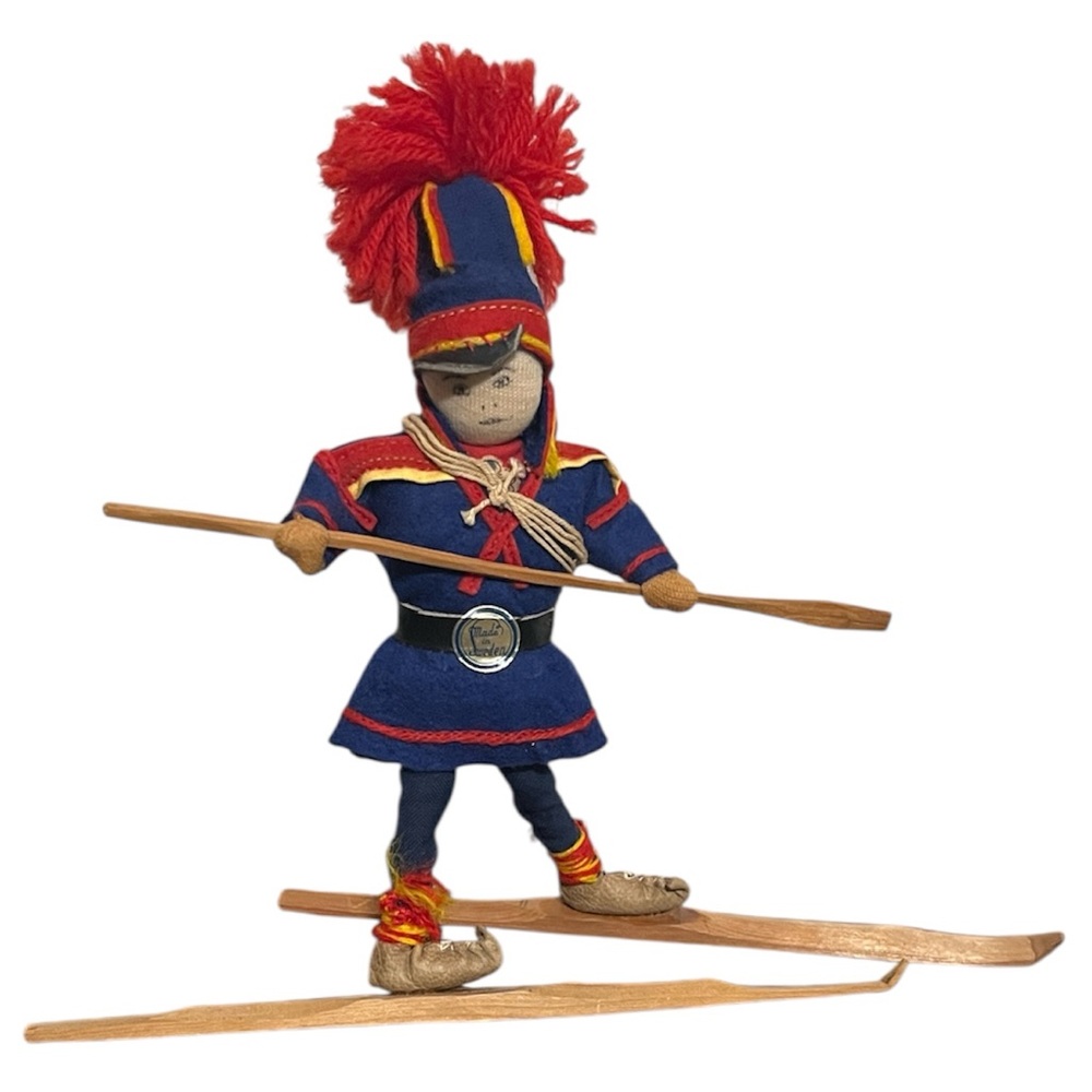 Vintage Sami Doll Sweden Laplander Skier Traditional Folk Art Norwegian RARE